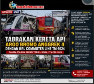 Tabrakan Kereta Api Di Bekasi Timur Argo Bromo anggrek 4 Bertubrukan Dengan KRL commuter Line
