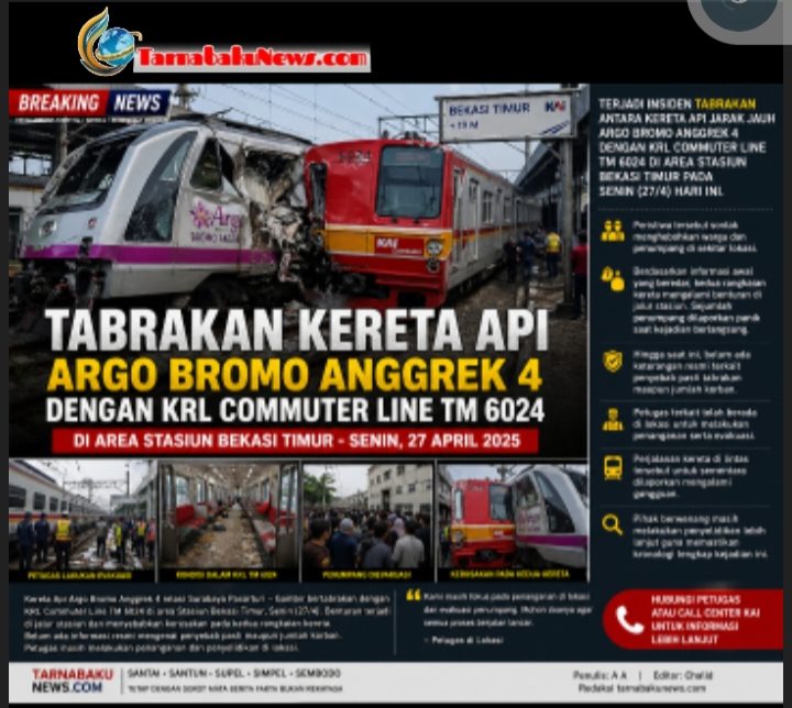 Tabrakan Kereta Api Di Bekasi Timur Argo Bromo anggrek 4 Bertubrukan Dengan KRL commuter Line