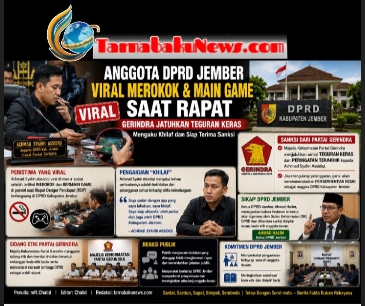 Anggota DPRD Jember Viral Merokok dan Main Game Saat Rapat, Gerindra Jatuhkan Teguran Keras